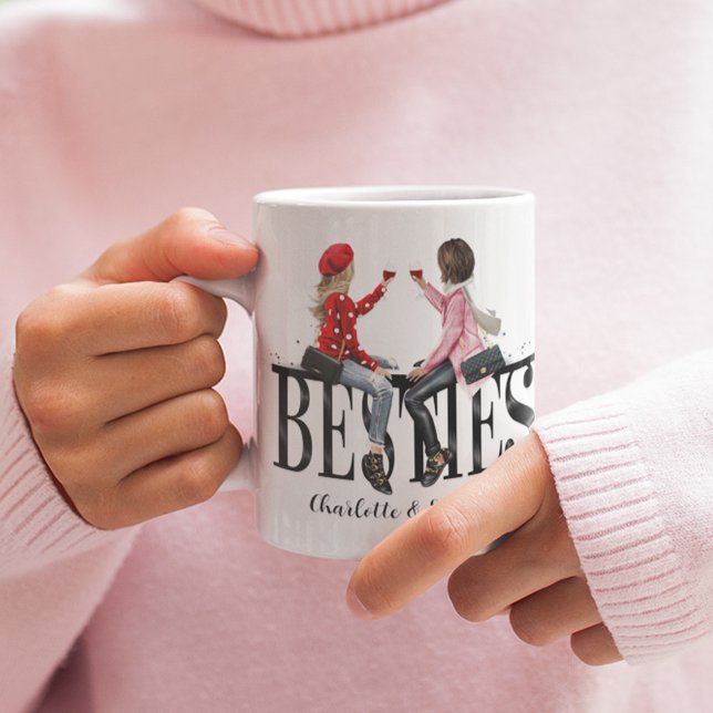 Caneca De Café Besties Bonitas Melhores Amigos (Best Friends Coffee Mug)