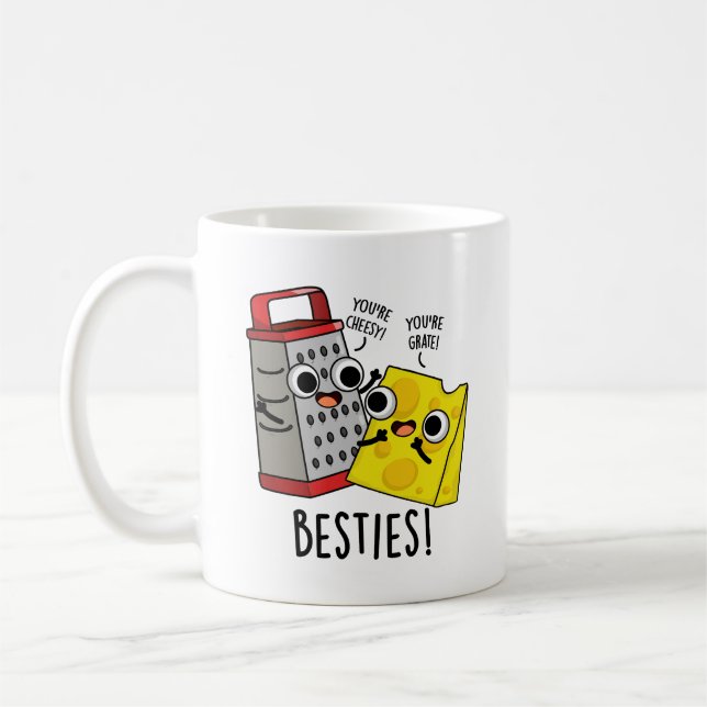 Caneca De Café Besties Engraçado Queijo Grater Pun (Esquerda)