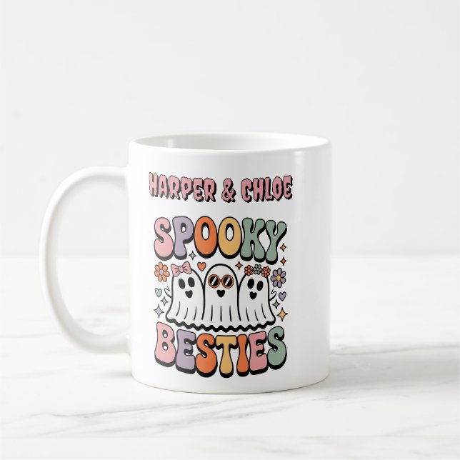 Caneca De Café Besties fantasmas Pastel Retro Amigos Fantasmas (Esquerda)