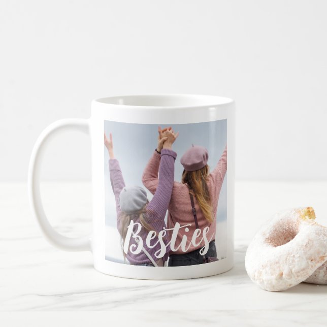 Caneca De Café Besties Script Friends Keepsake Photo (Com Donut)