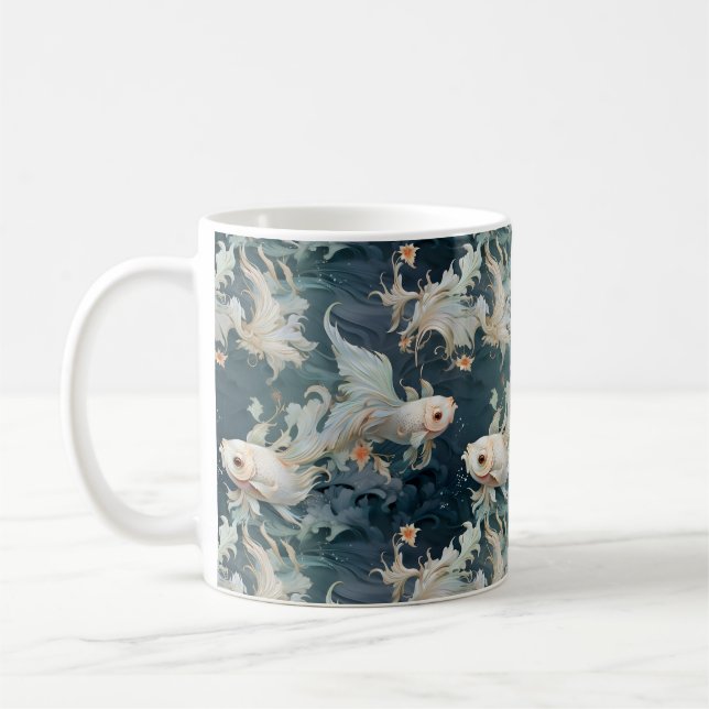 Caneca De Café Betta Fish Blue White (Esquerda)