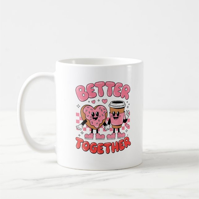 Caneca De Café Better Together Coffee Donut Retro Groovy Style  (Esquerda)