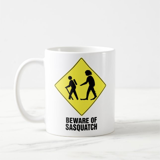 Caneca De Café Beware de Sasquatch (Esquerda)