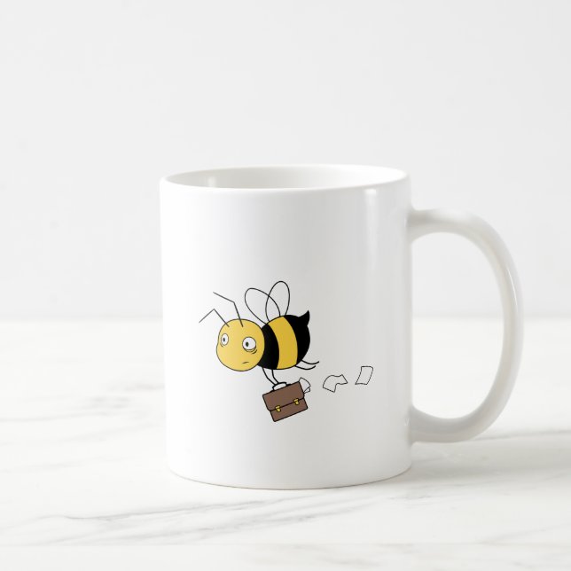 Caneca De Café Bezice, Abelha Estressada Cansada Segurando Porta- (Direita)