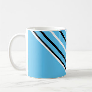 Caneca De Café BG Stripes Padrão branco estreito e preto + fundo.