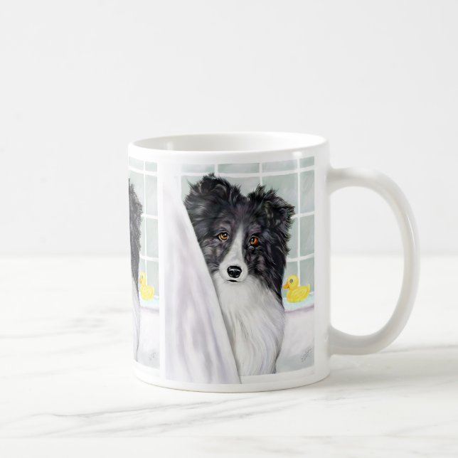 Caneca De Café Bi Black Sheltie Bath (Direita)