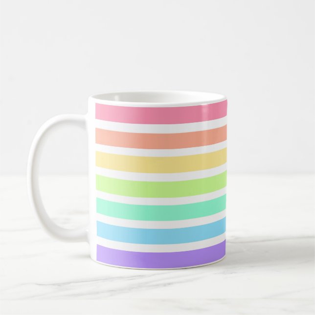 Caneca De Café Bibblegum arco-íris e listras brancas (Esquerda)