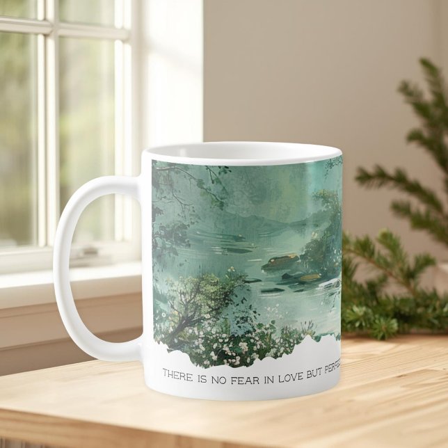 Caneca De Café Bible Verse 1 John 4:18 Nature Faith Mug (Criador carregado)