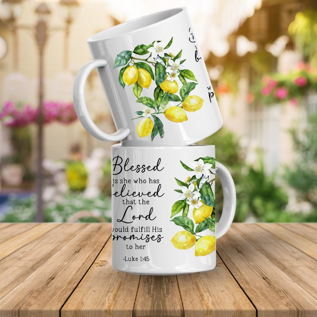 Caneca De Café Bible Verse Floral Lemon Mug (Bible verse floral mugs that are inspirational faith scriptures that will encourage and inspire you)
