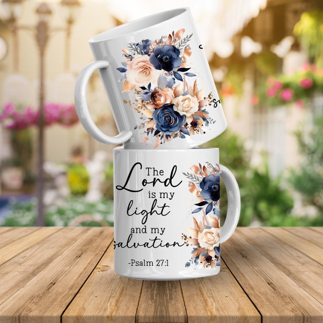 Caneca De Café Bible Verse Floral Psalms Coffee Mug (Psalms Bible verse. The Lord is my light and my salvation Psalms 27:1)