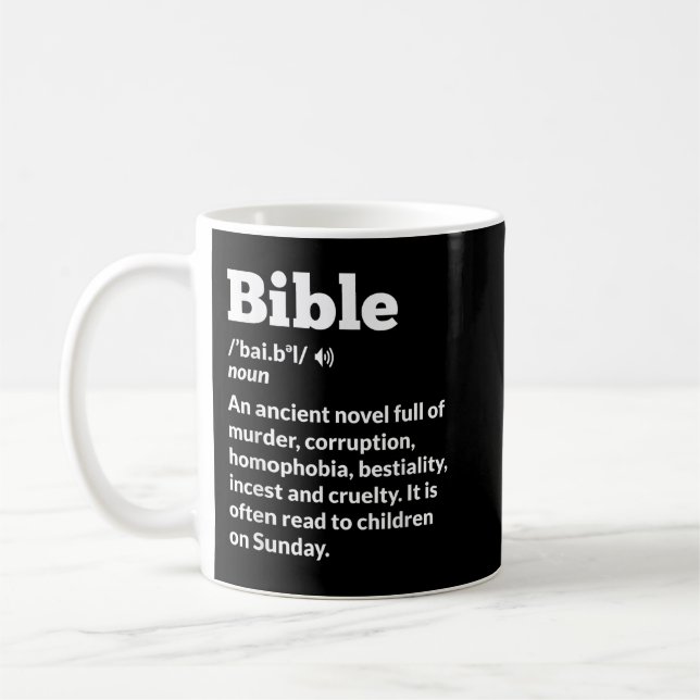 Caneca De Café Bíblia Ateísta Anti-Religião Engraçado (Esquerda)