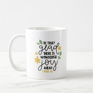 Caneca De Café Bíblia Cristã Verse Seja Verdadeiramente Feliz 1Pe