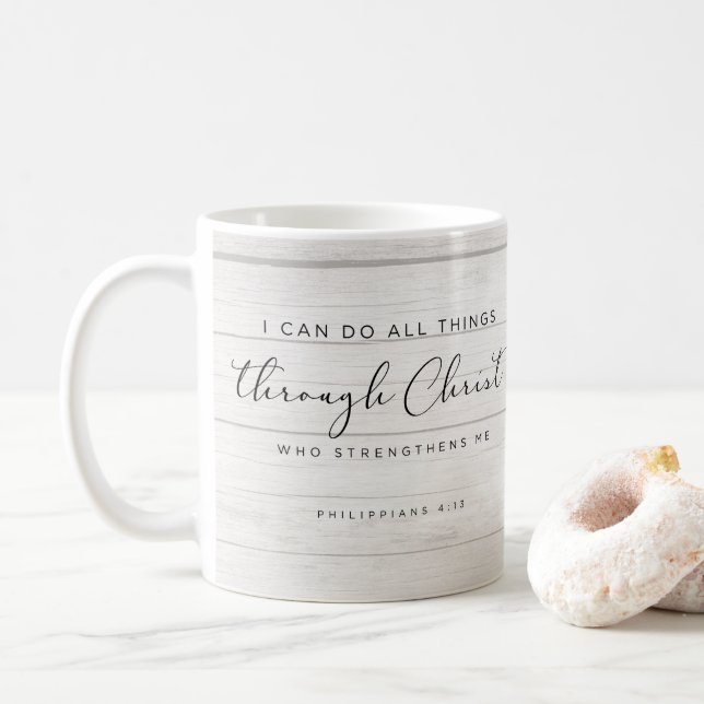 Caneca De Café Bíblia Verse Philippians 4:13 Posso Fazer Todas As (Com Donut)