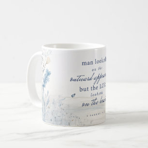 Caneca De Café Bíblia Verso 1 Samuel 16:7 Cama Aquarela