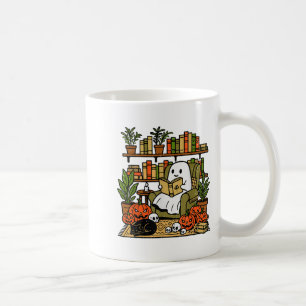 Caneca De Café Biblioteca do Fantasma Lendo Livros Bibliotecas do