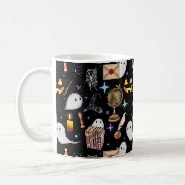 Caneca De Café Biblioteca do Halloween - Coffee Mug (Esquerda)