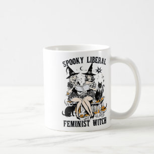 Caneca De Café Bibliotecária do Halloween da Bruxa Liberal Femini