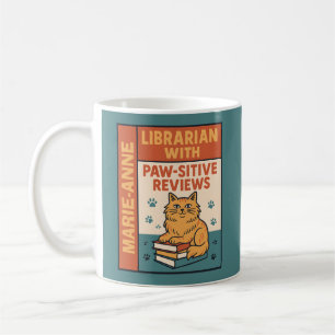 Caneca De Café Bibliotecário Com Avaliações Paw-sitivas Gato & Am