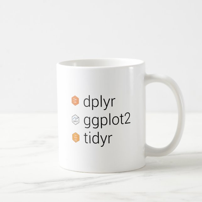 Caneca De Café Bibliotecas de Tidyverse: dplyr, ggplot2, tidyr (Direita)
