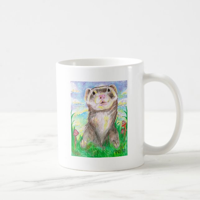 Caneca De Café Bicho animal pequeno da doninha bonito (Direita)