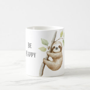 Caneca De Café Bicho-Preguiça Feliz na Árvore