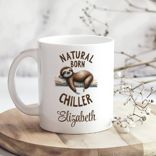Caneca De Café Bicho Preguiça Fofa com Nome Personalizado Nascido