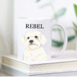 Caneca De Café Bichon, Bolonha, Coton, Havanese,<br><div class="desc">Estou apaixonado por esta ilustração de aquarela muito detalhada de um bichon, bolognese, coton de tulear, havanês ou maltese! Personalize essas canecas cerâmicas com seu nome ou monograma e até mude a cor do cabo para felicitar sua decoração! Altere as fontes selecionando a opção "editar usando a ferramenta design" na...</div>