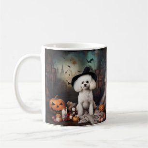 Caneca De Café Bichon Frise Abóboras Halloween Assustador