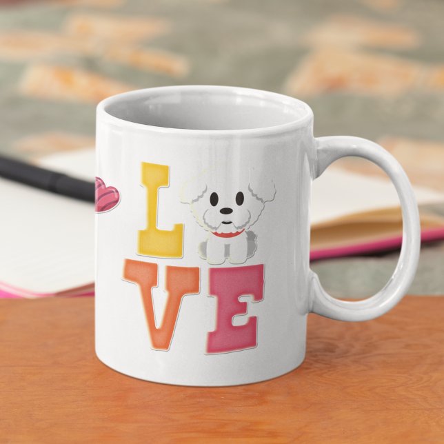 Caneca De Café Bichon Frisé, Cachorro-Pet dia de os namorados (Criador carregado)