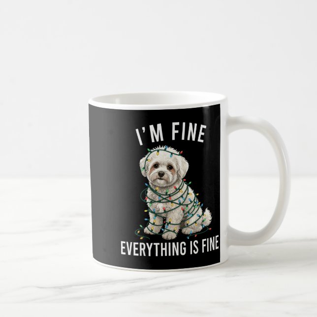 Caneca De Café Bichon Frise Christmas I'm Fine Everything Is Fine (Direita)