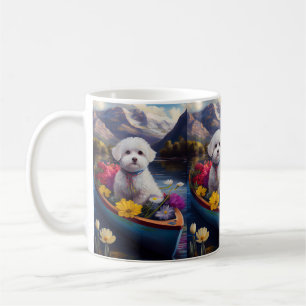 Caneca De Café Bichon Frise em uma Paddle: Uma Aventura Cênica