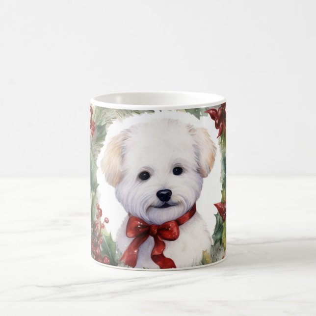 Caneca De Café Bichon Frise Wreath Festivo Pup (Centro)