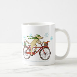 Caneca De Café Bicicleta Andando Cachorro com Feriado de Esquilo