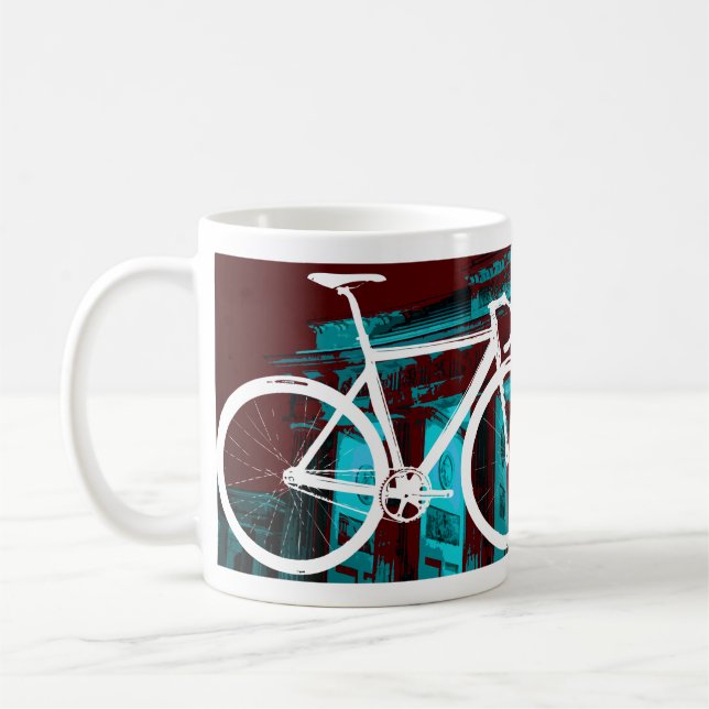 Caneca De Café Bicicleta Berlim da trilha - azul vermelho (Esquerda)