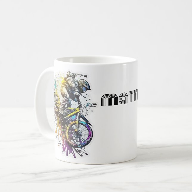 Caneca De Café Bicicleta BMX para crianças. Cavaleiro de aventura (Frente Esquerda)
