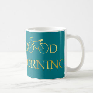 Caneca De Café Bicicleta Bom Dia Falso Dourado Personalizável