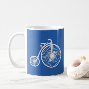 Caneca De Café Bicicleta Branca da Vintage em Azul