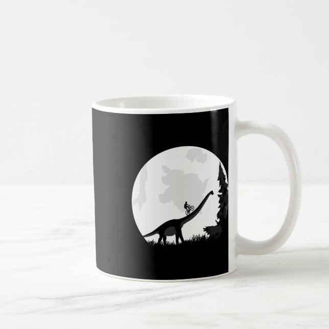 Caneca De Café Bicicleta Na Silhueta Da Lua Do Dinossauro Mtb Mon (Direita)