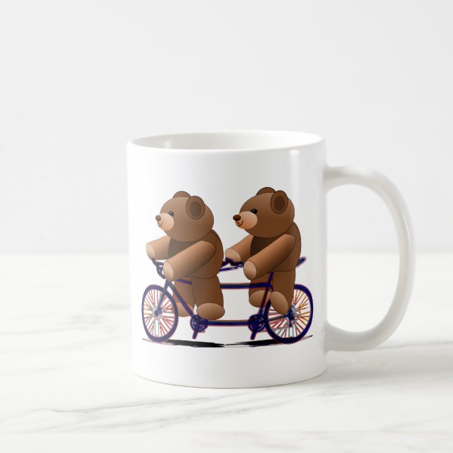 Caneca De Café Bicicleta Tandem, Teddy Bear Impressão (Direita)