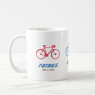Caneca De Café Bicicleta vermelha e azul personalizada