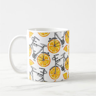Caneca De Café Bicicletas bonitas com rodas laranja. Manipulaçã