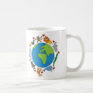 Caneca De Café Bicicletas de Cartoon da Paz e do Amor do Mundo