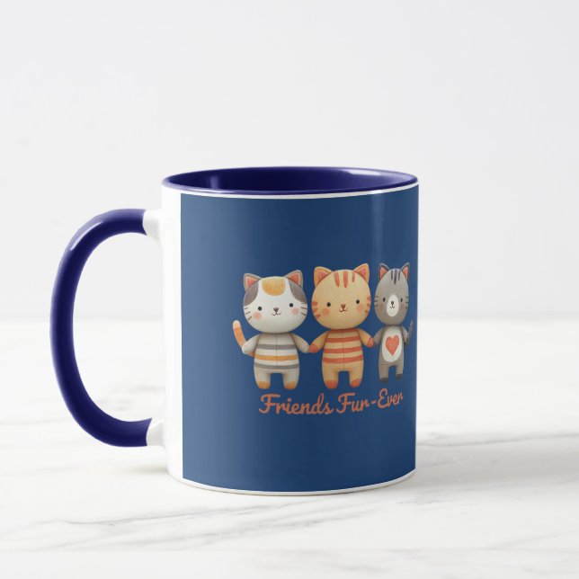 Caneca de Café Bicolor de Gatos Fofos Amigos Para  (Esquerda)