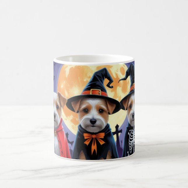 Caneca De Café Biewer Terrier Dogs Pumpkin Halloween Engraçado (Centro)