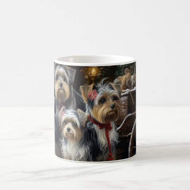 Caneca De Café Biewer Terrier Snowy Sleigh Decor de Natal (Centro)