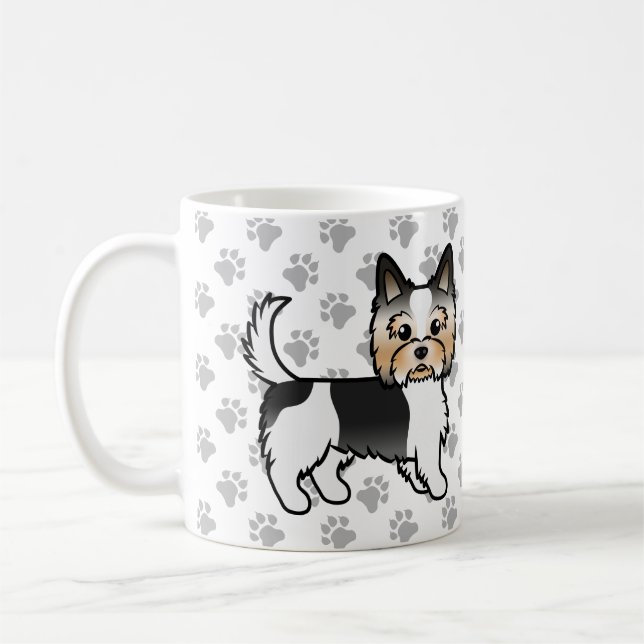Caneca De Café Biewer Yorkshire Terrier Cartoon Cachorro & Pegada (Esquerda)