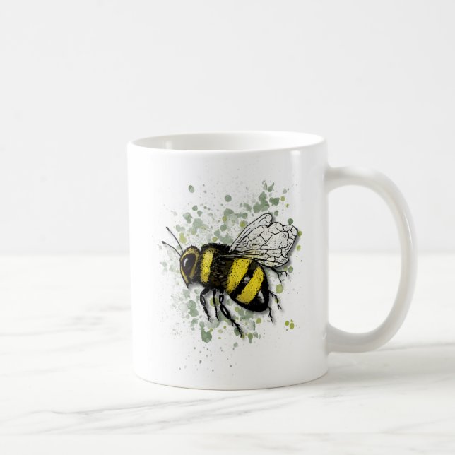 Caneca De Café Big Beautiful Bumble BEE, Digital Drawing (Direita)