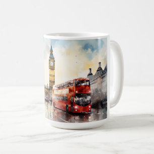 Caneca De Café Big Ben e ônibus vermelho em Londres
