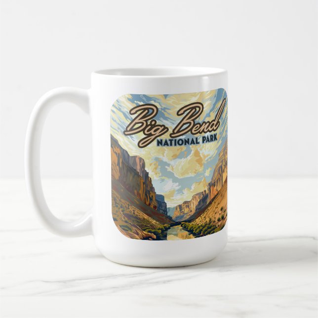 Caneca De Café Big Bend National Park Texas Desert Retro (Esquerda)