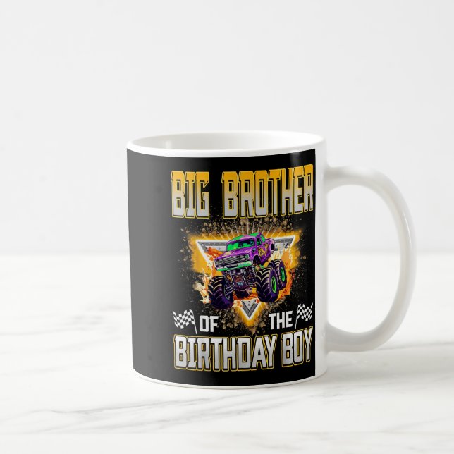 Caneca De Café Big Brother Of The Birthday Boy Monster Truck Birt (Direita)